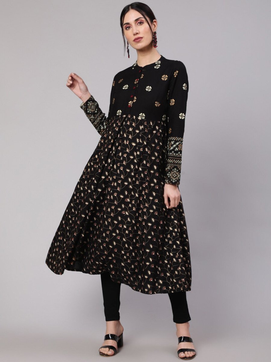 Aks Floral Printed Anarkali Kurta - Distacart