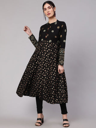Aks Floral Printed Anarkali Kurta - Distacart