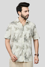 Thumbnail for Xkind Light Green Cotton Slub Printed Shirt