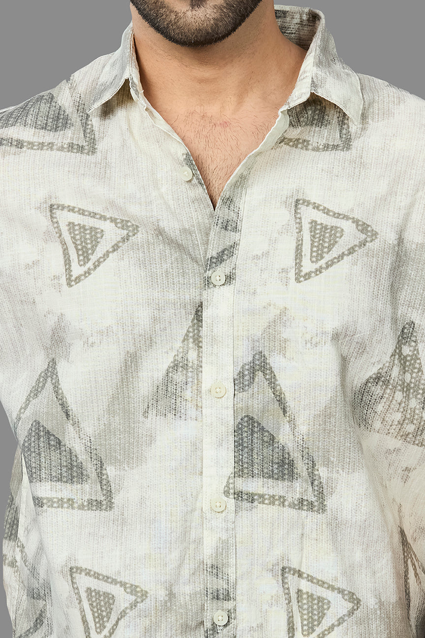 Xkind Light Green Cotton Slub Printed Shirt - Distacart
