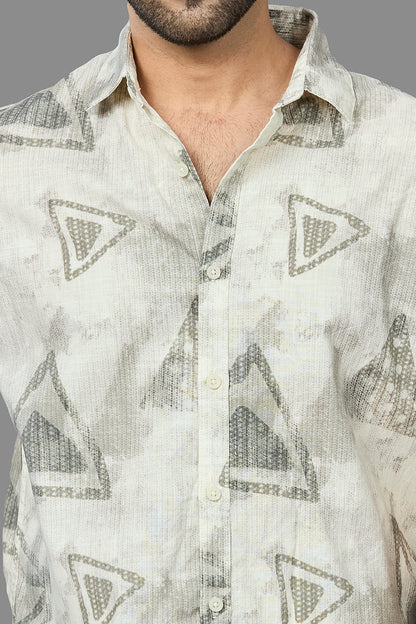 Xkind Light Green Cotton Slub Printed Shirt - Distacart