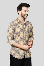 Thumbnail for Xkind Beige Linen Printed Shirt