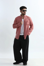 Thumbnail for Xkind 100% Pure Linen Soft Peach Button Down Casual Shirt