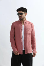 Thumbnail for Xkind 100% Pure Linen Soft Peach Button Down Casual Shirt