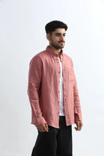 Thumbnail for Xkind 100% Pure Linen Soft Peach Button Down Casual Shirt