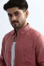 Thumbnail for Xkind 100% Pure Linen Soft Peach Button Down Casual Shirt