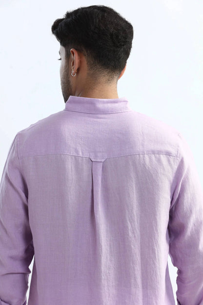 Xkind 100% Pure Linen Lavender Button Down Casual Shirt - Distacart