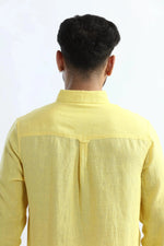 Thumbnail for Xkind 100% Pure Linen Buttercup Yellow Button Down Casual Shirt
