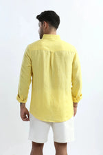 Thumbnail for Xkind 100% Pure Linen Buttercup Yellow Button Down Casual Shirt