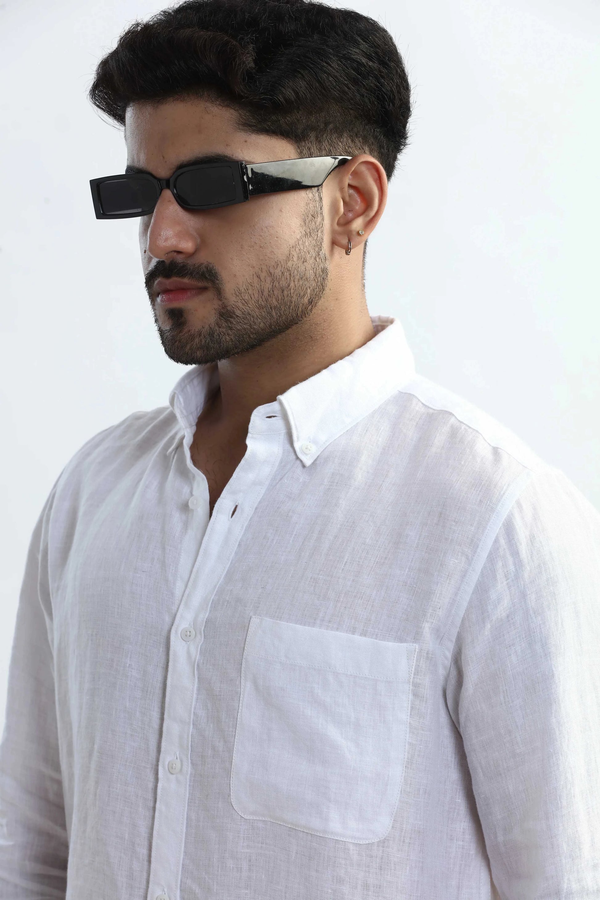 Xkind 100% Pure Linen White Button Down Casual Shirt - Distacart