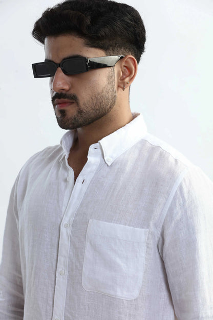 Xkind 100% Pure Linen White Button Down Casual Shirt - Distacart