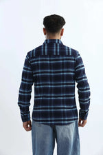 Thumbnail for Xkind Men's Navy Blue Fine Corduroy Checks Regular Fit Shirt