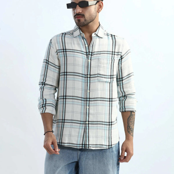 Xkind Blue Checks Regular Fit Shirt