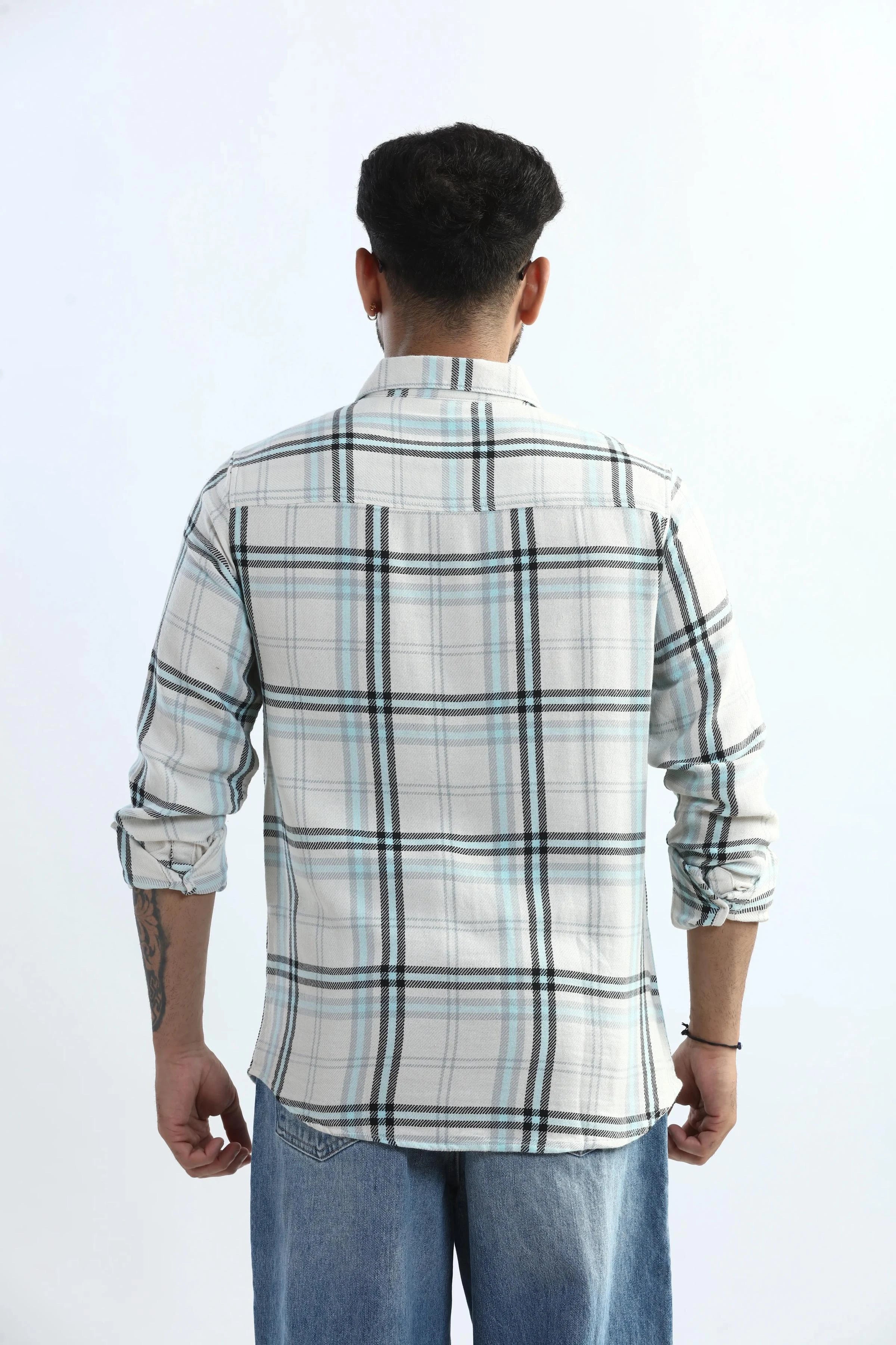 Xkind Blue Checks Regular Fit Shirt