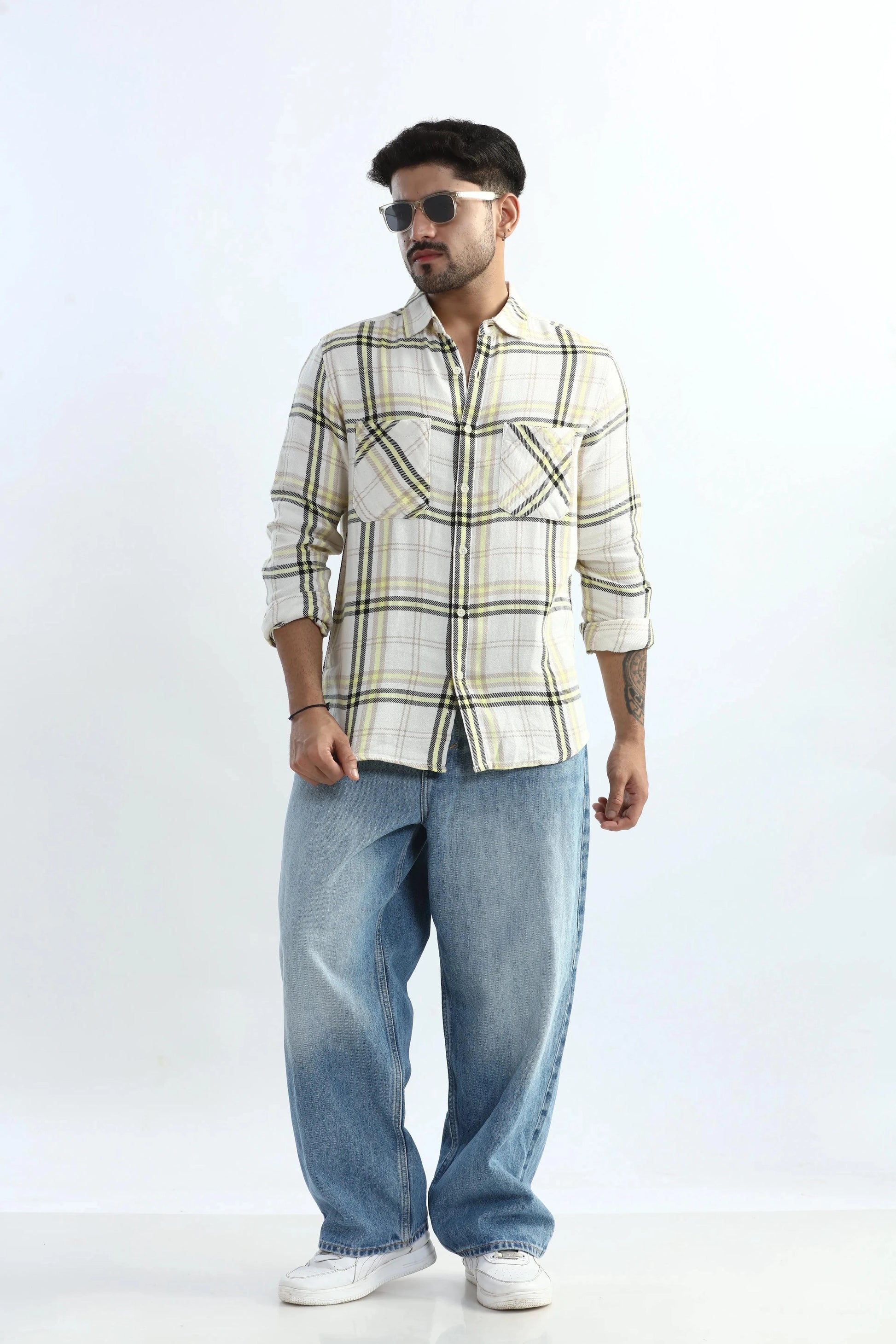 Xkind Yellow Checks Regular Fit Shirt - Distacart