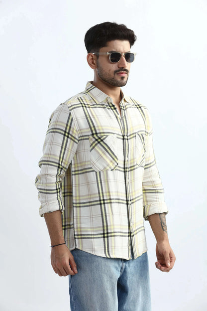 Xkind Yellow Checks Regular Fit Shirt - Distacart