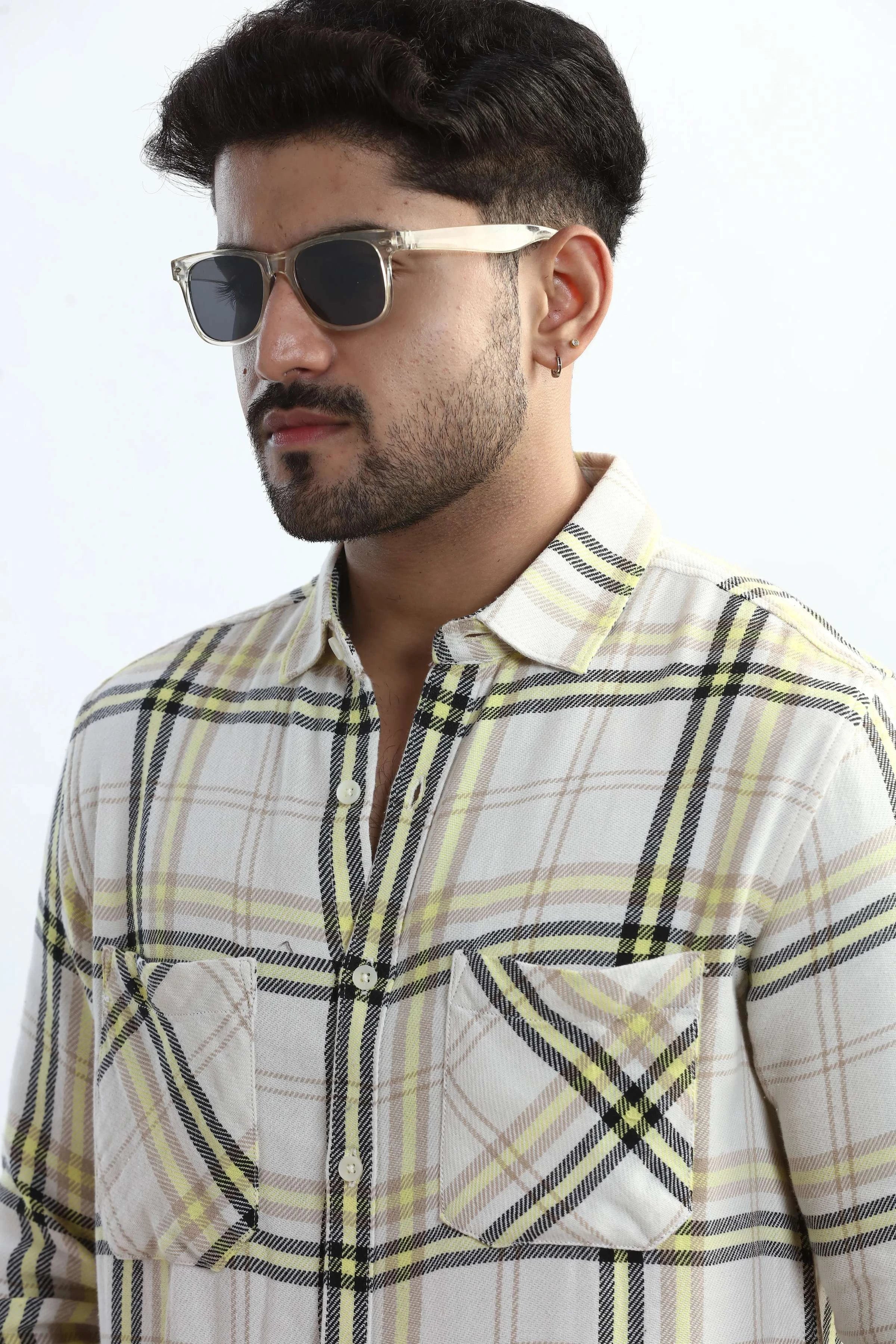 Xkind Yellow Checks Regular Fit Shirt