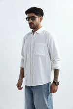 Thumbnail for Xkind Men's White Corduroy Regular Fit Shirt