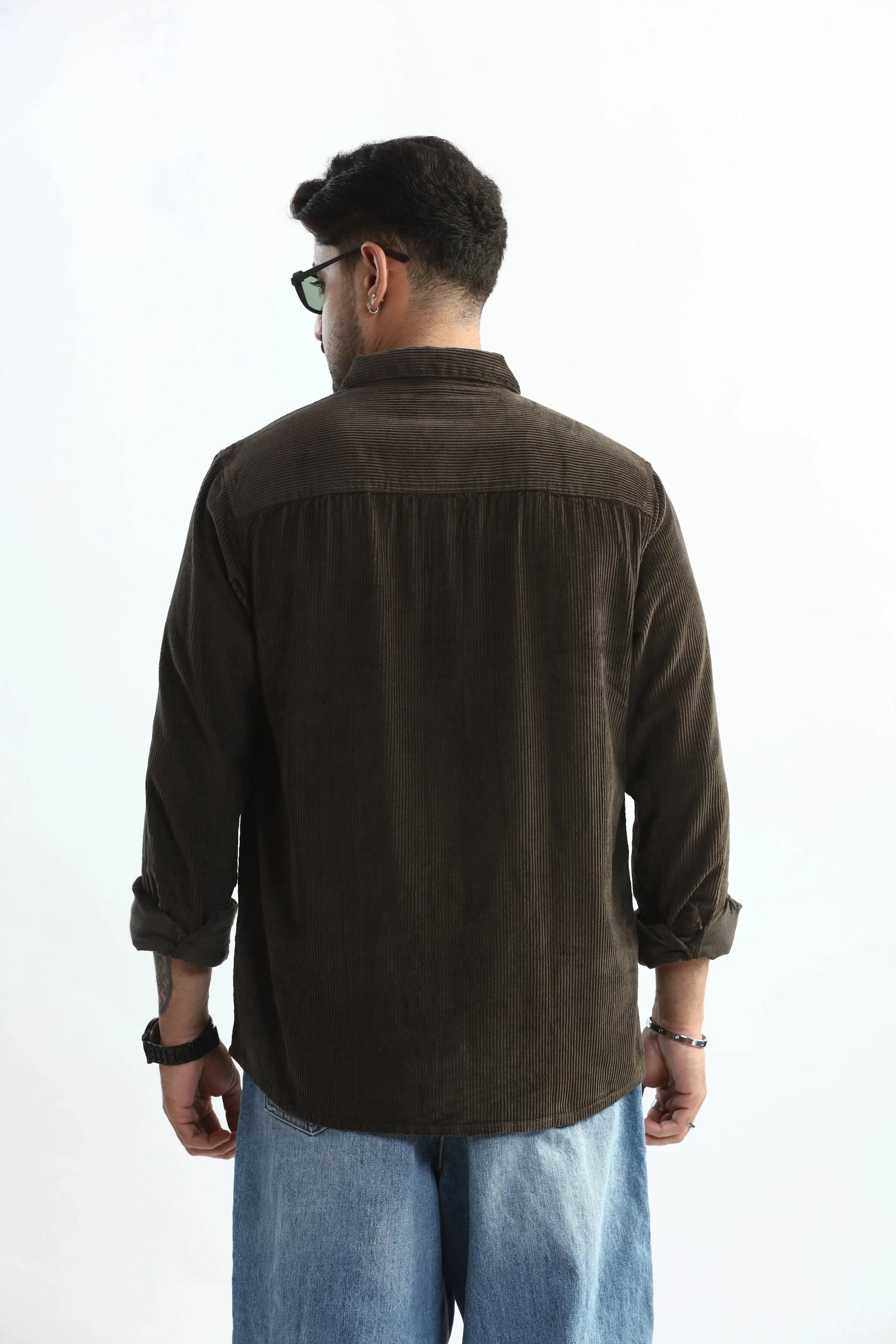Xkind Men's Dark Grey Corduroy Regular Fit Shirt - Distacart