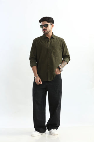 Xkind Olive Green Fine Cord Shirt