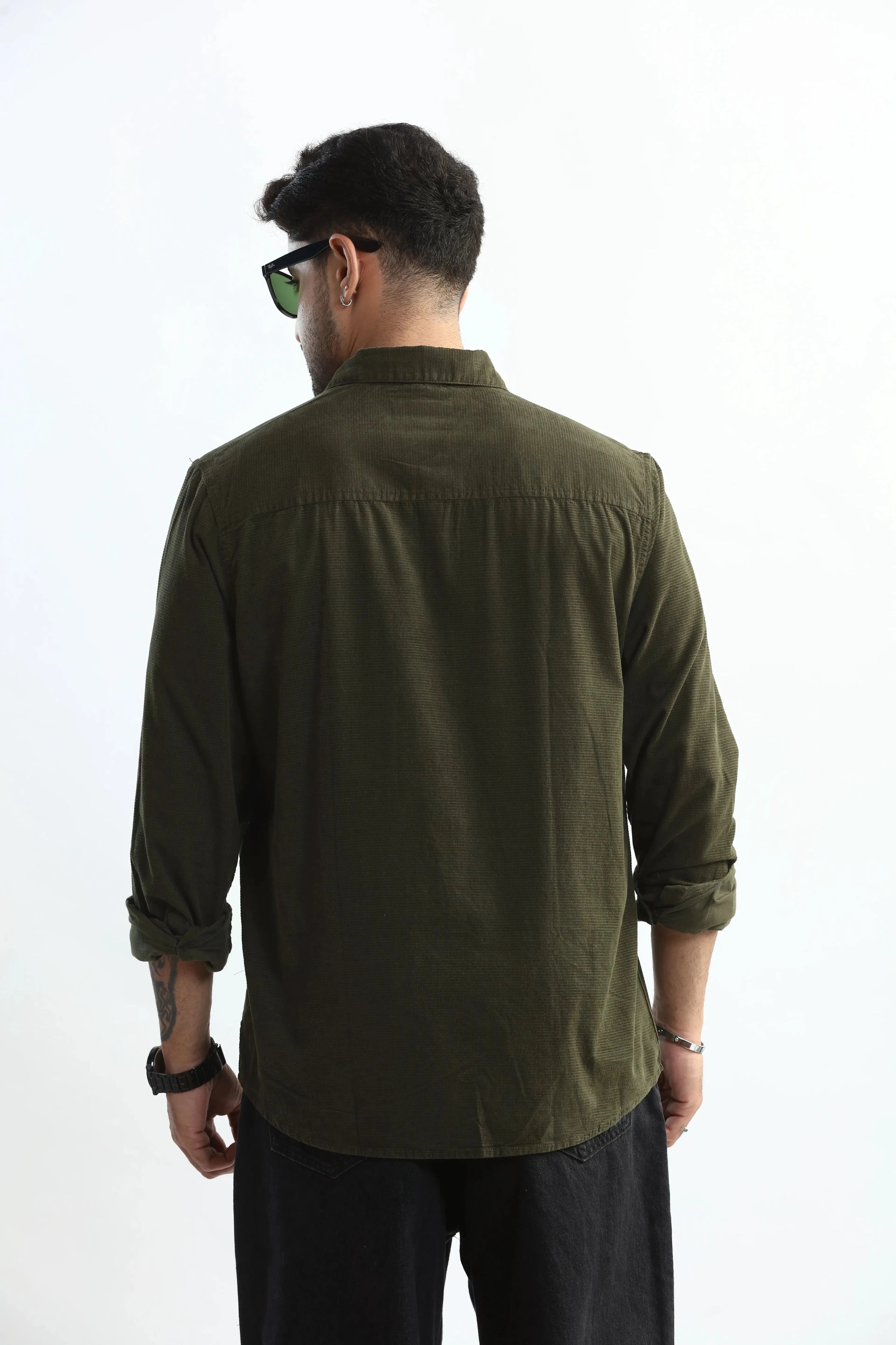 Xkind Olive Green Fine Cord Shirt