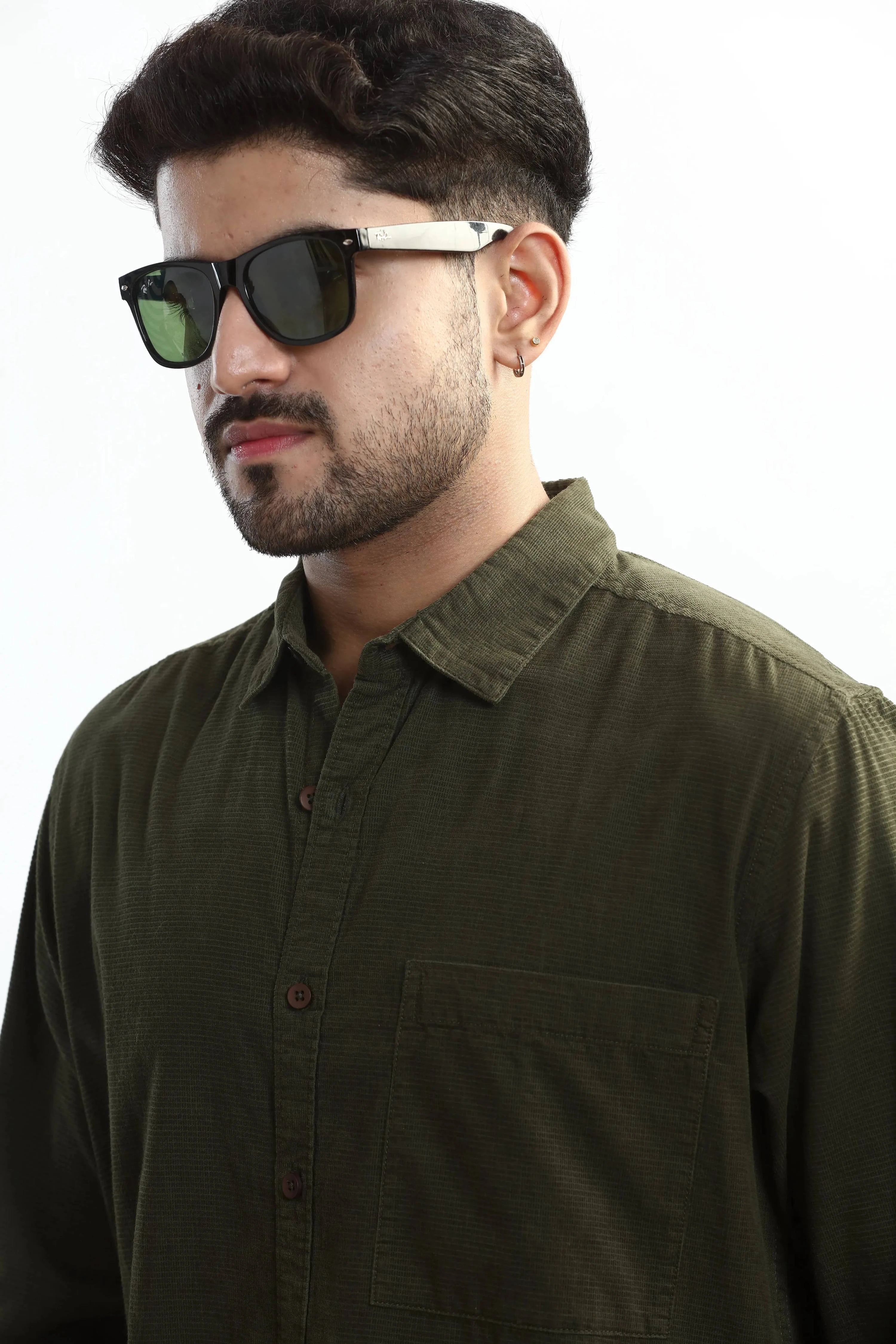 Xkind Olive Green Fine Cord Shirt