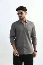 Thumbnail for Xkind Light Grey Textured Slim Fit Shirt