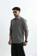 Thumbnail for Xkind Light Grey Textured Slim Fit Shirt