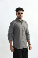Thumbnail for Xkind Light Grey Textured Slim Fit Shirt