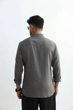 Thumbnail for Xkind Light Grey Textured Slim Fit Shirt