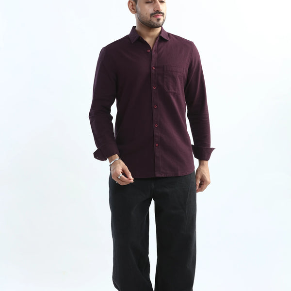 Xkind Purple Textured Slim Fit Shirt