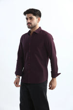 Thumbnail for Xkind Purple Textured Slim Fit Shirt
