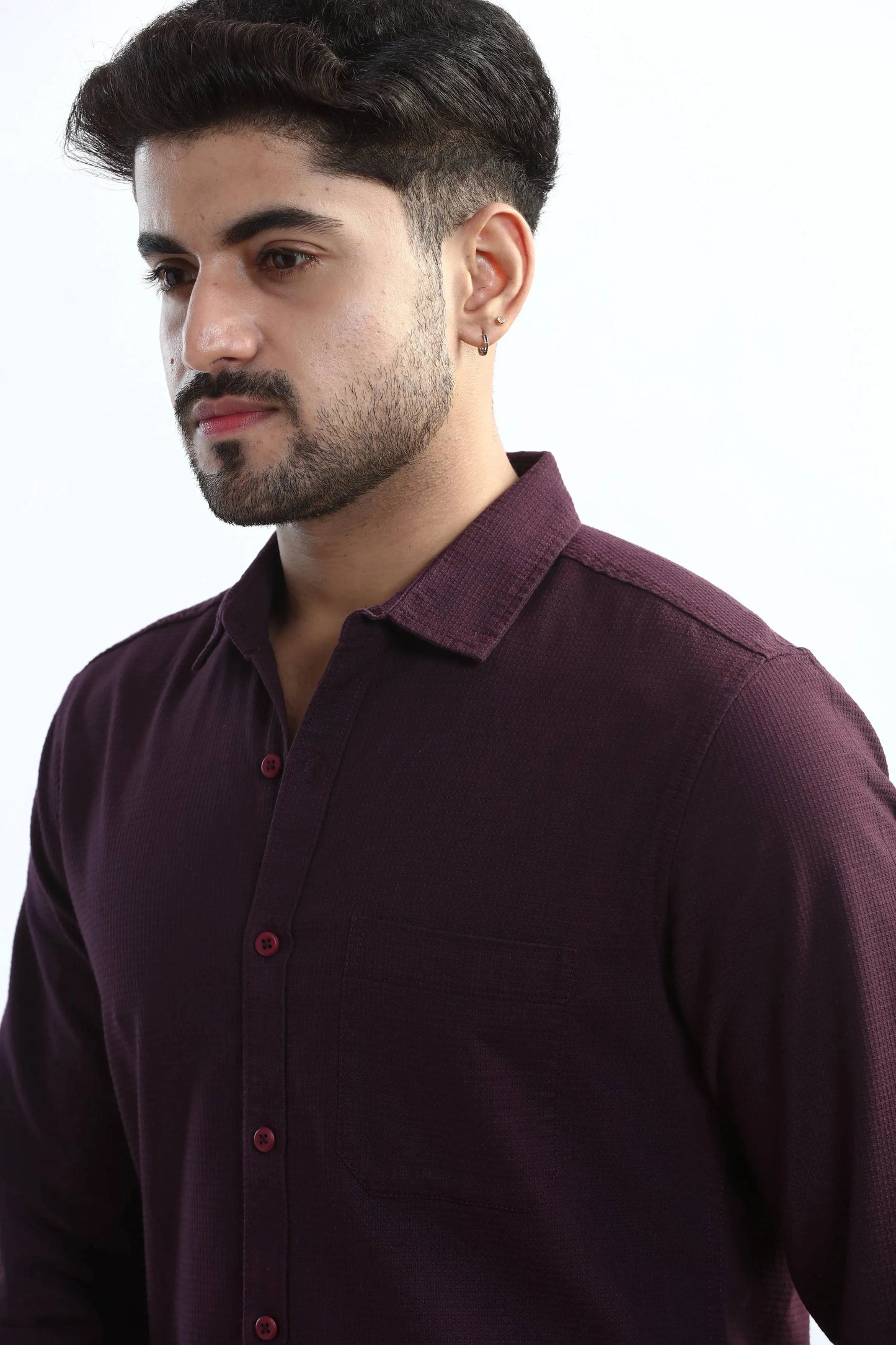 Xkind Purple Textured Slim Fit Shirt - Distacart