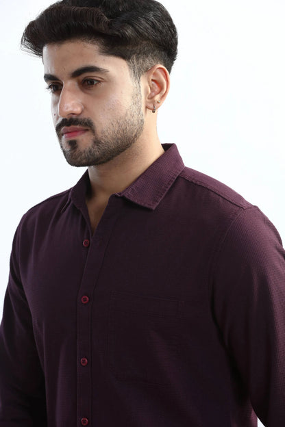 Xkind Purple Textured Slim Fit Shirt - Distacart