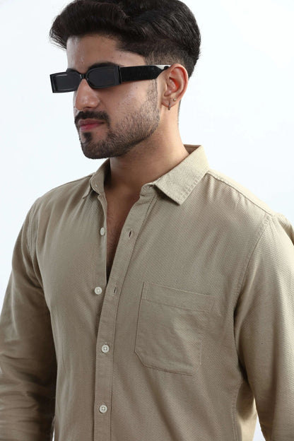 Xkind Men's Beige Textured Slim Fit Shirt - Distacart