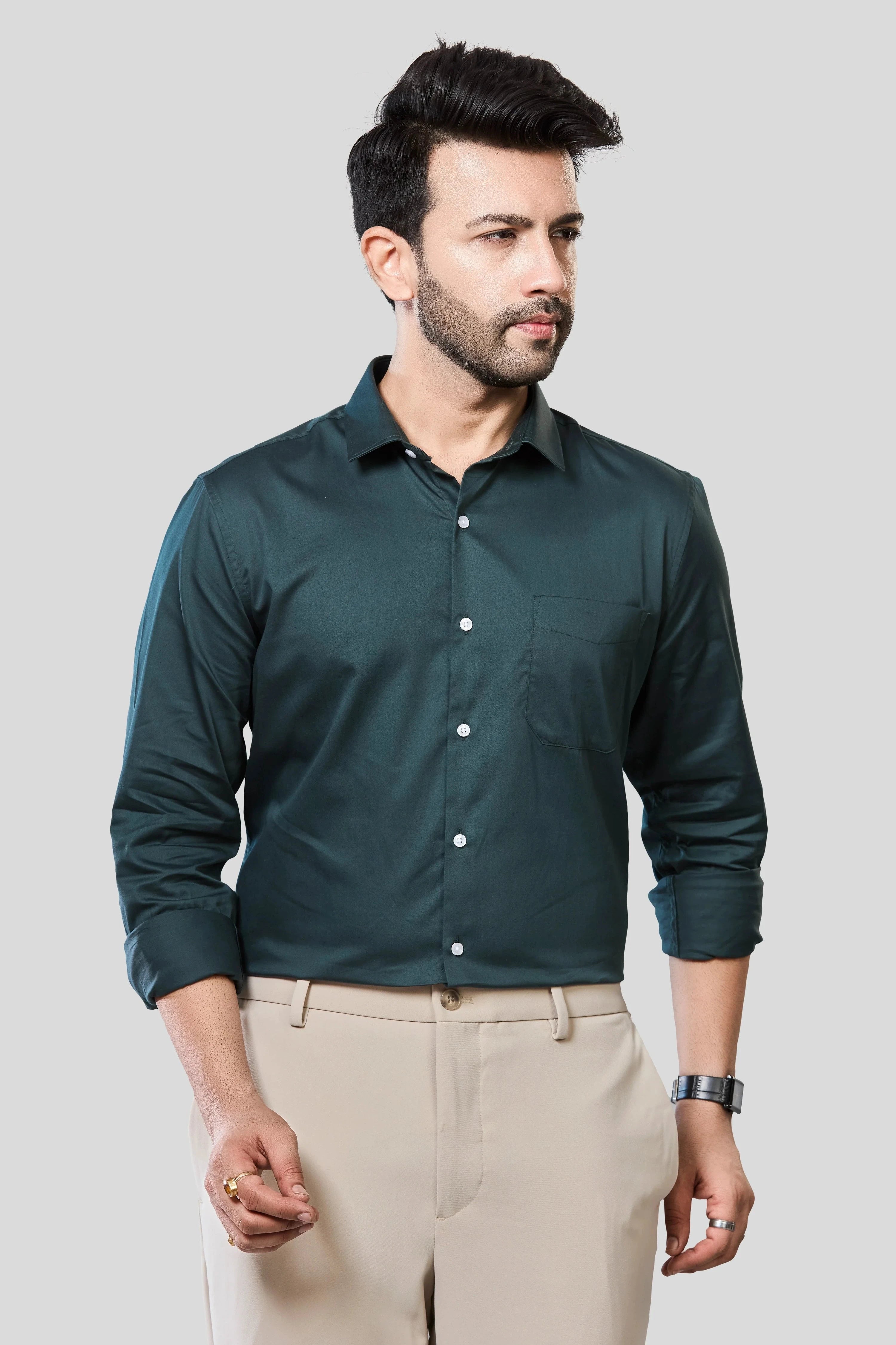 Jonesburg Men's Solid Slim Fit Formal Shirt