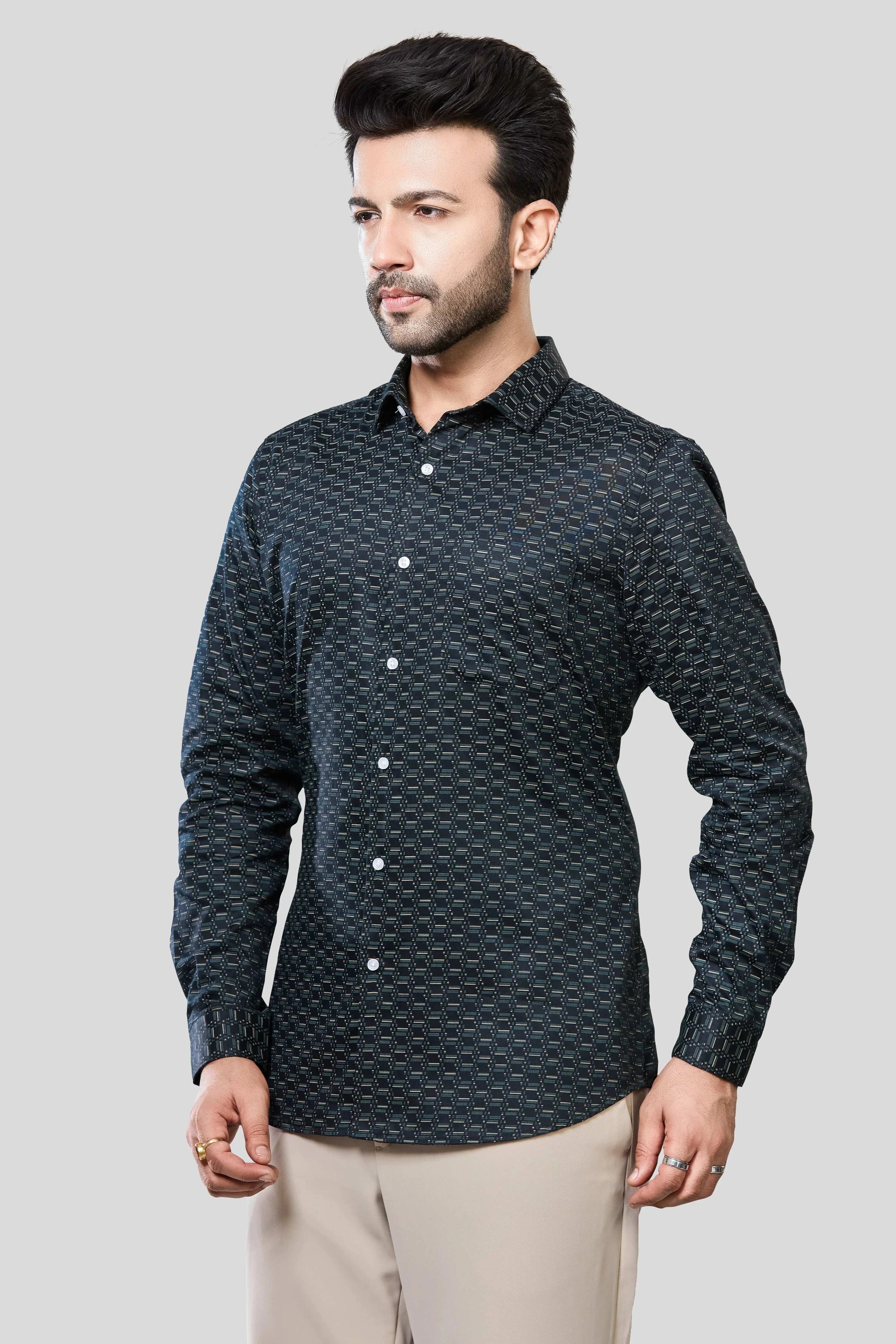 Jonesburg Men's Printed Slim Fit Formal Shirt