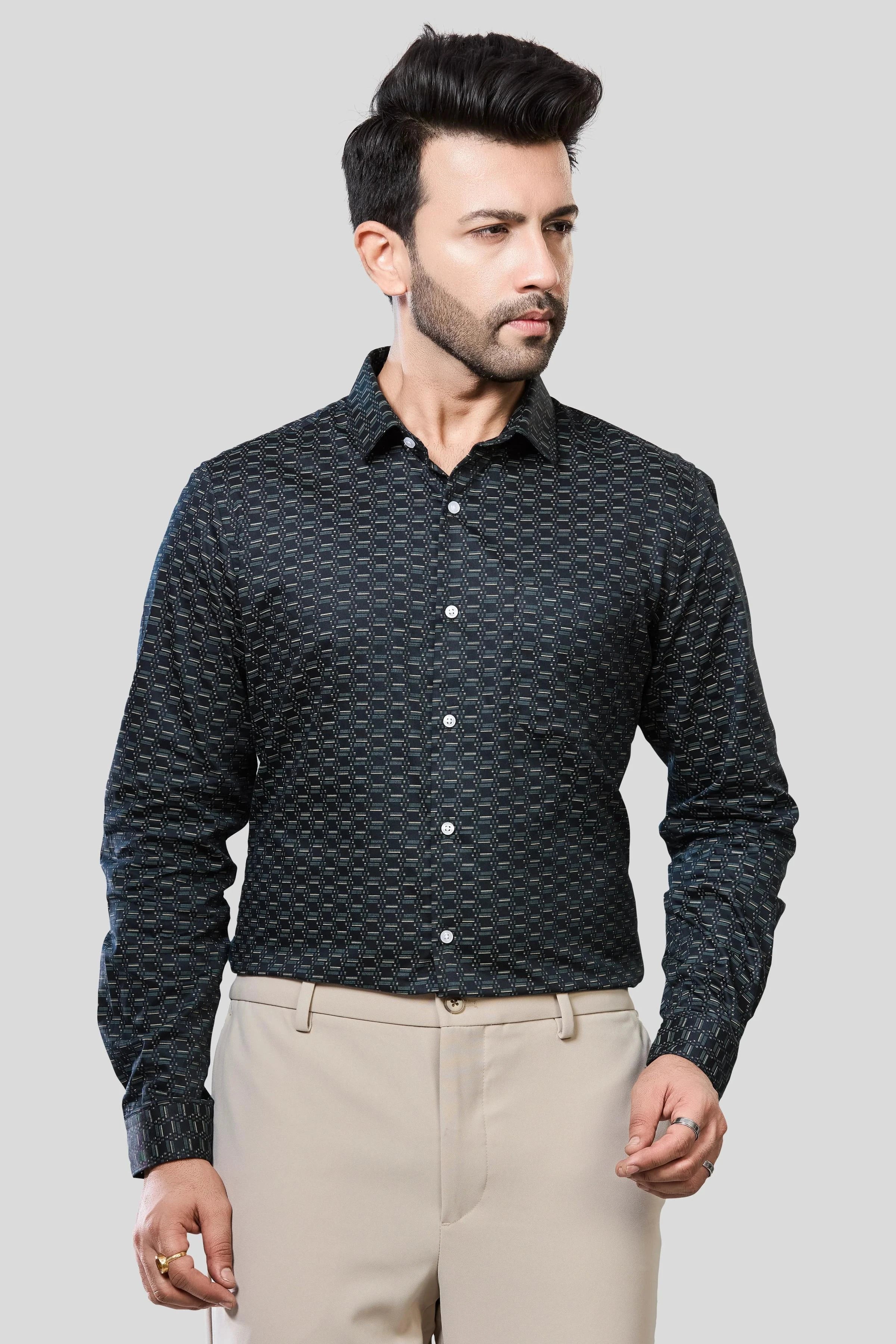 Jonesburg Men's Printed Slim Fit Formal Shirt