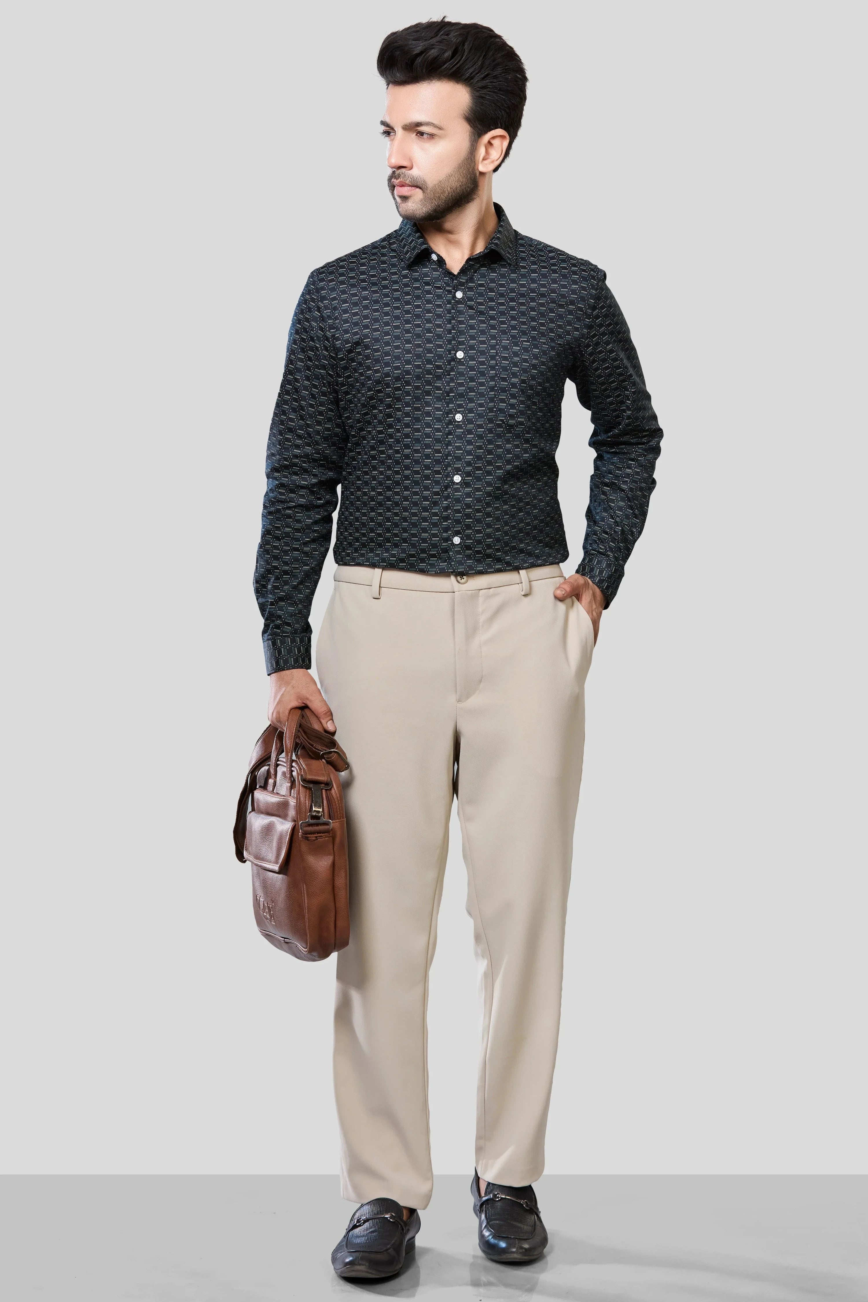 Jonesburg Men's Printed Slim Fit Formal Shirt