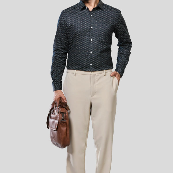 Jonesburg Men's Printed Slim Fit Formal Shirt