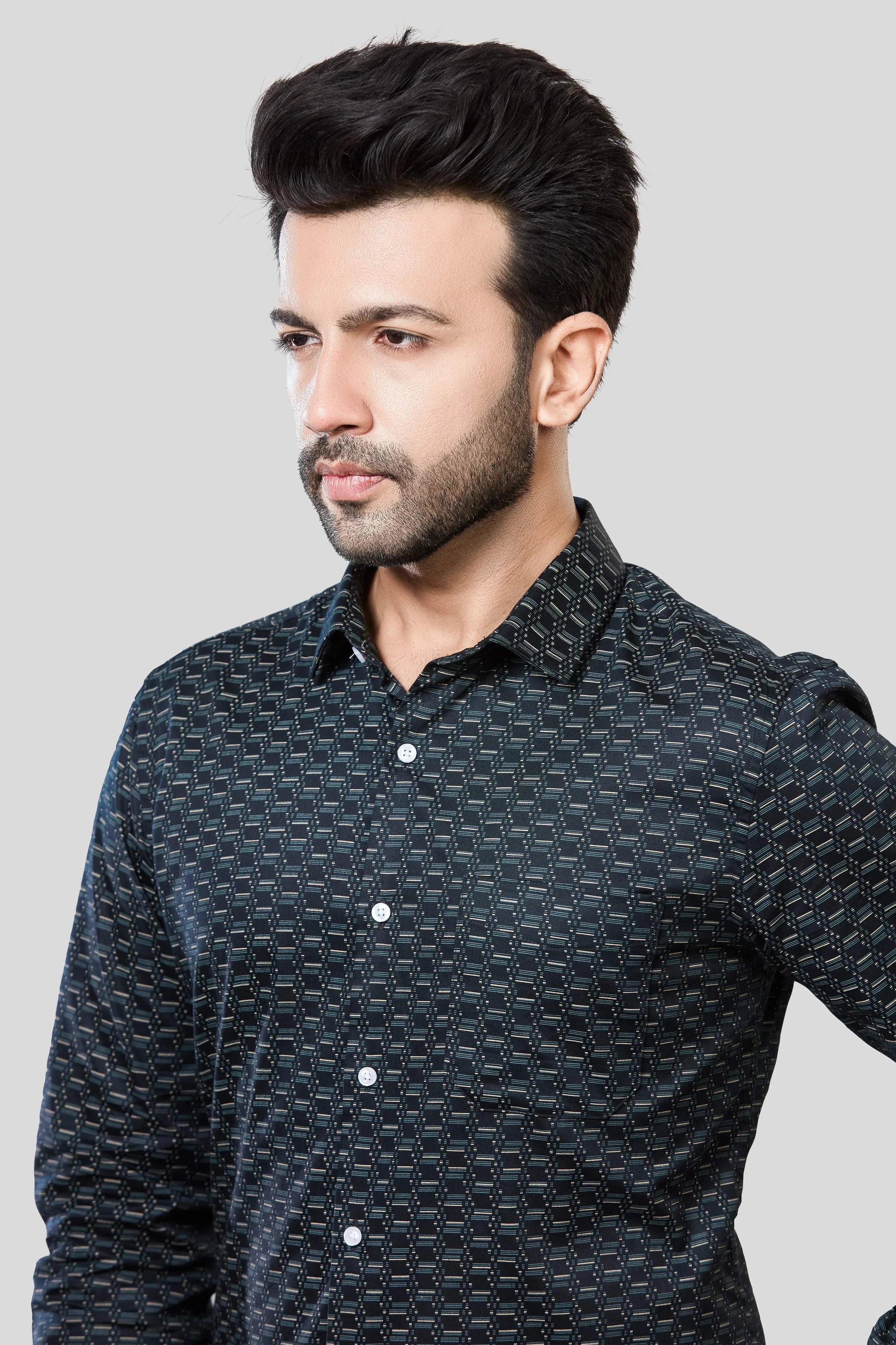 Jonesburg Men's Printed Slim Fit Formal Shirt