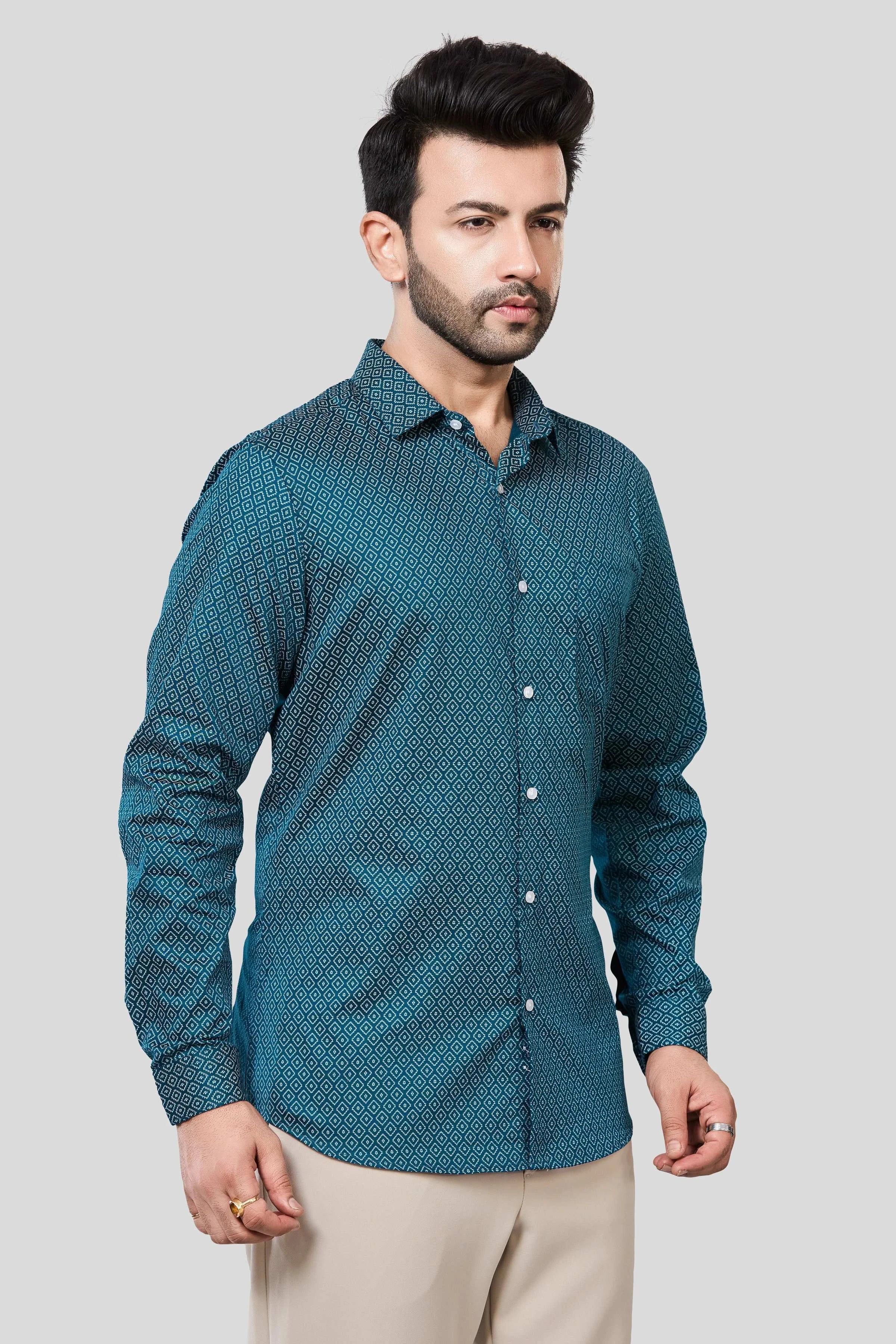 Jonesburg Men's Printed Slim Fit Formal Shirt