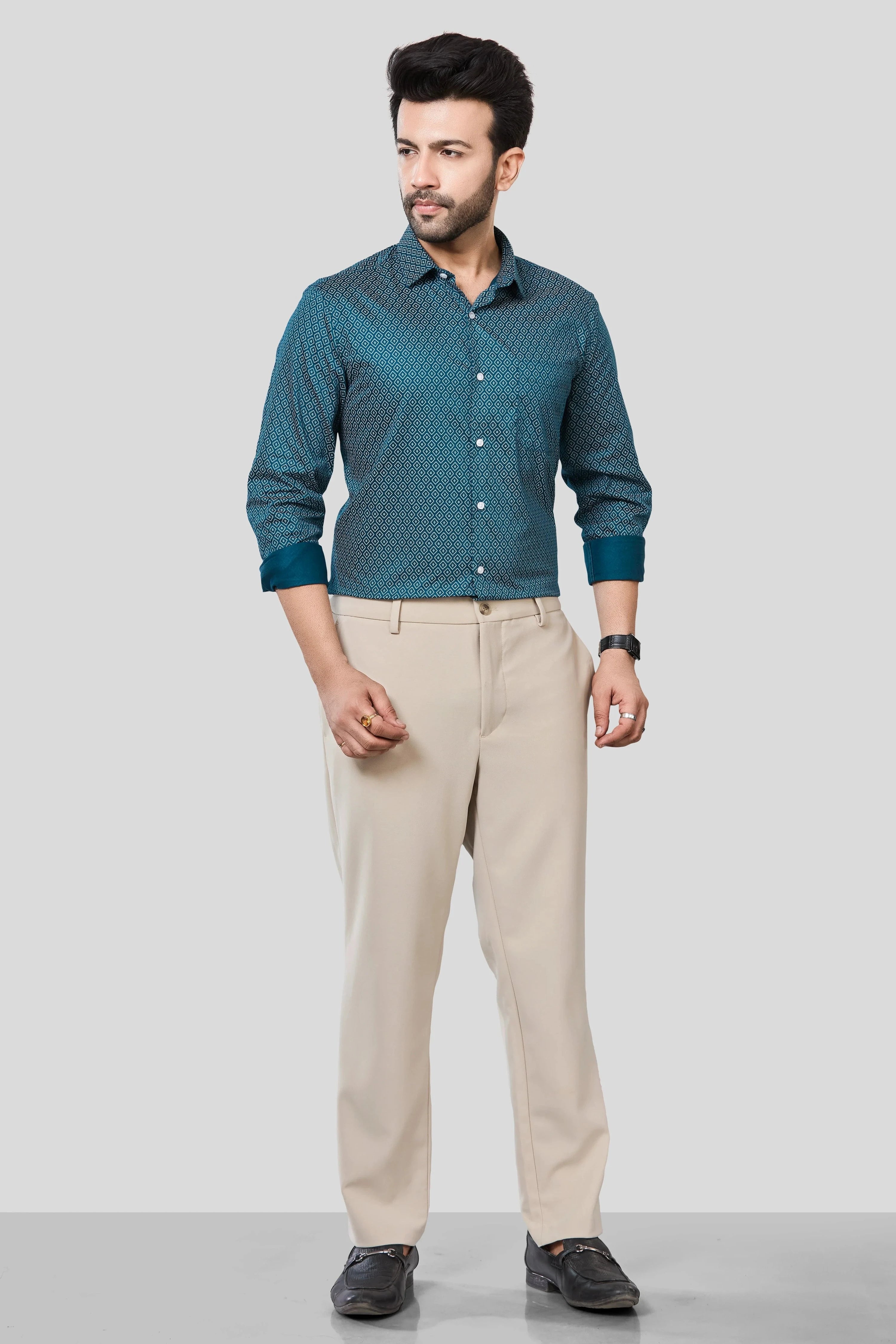 Jonesburg Men's Printed Slim Fit Formal Shirt