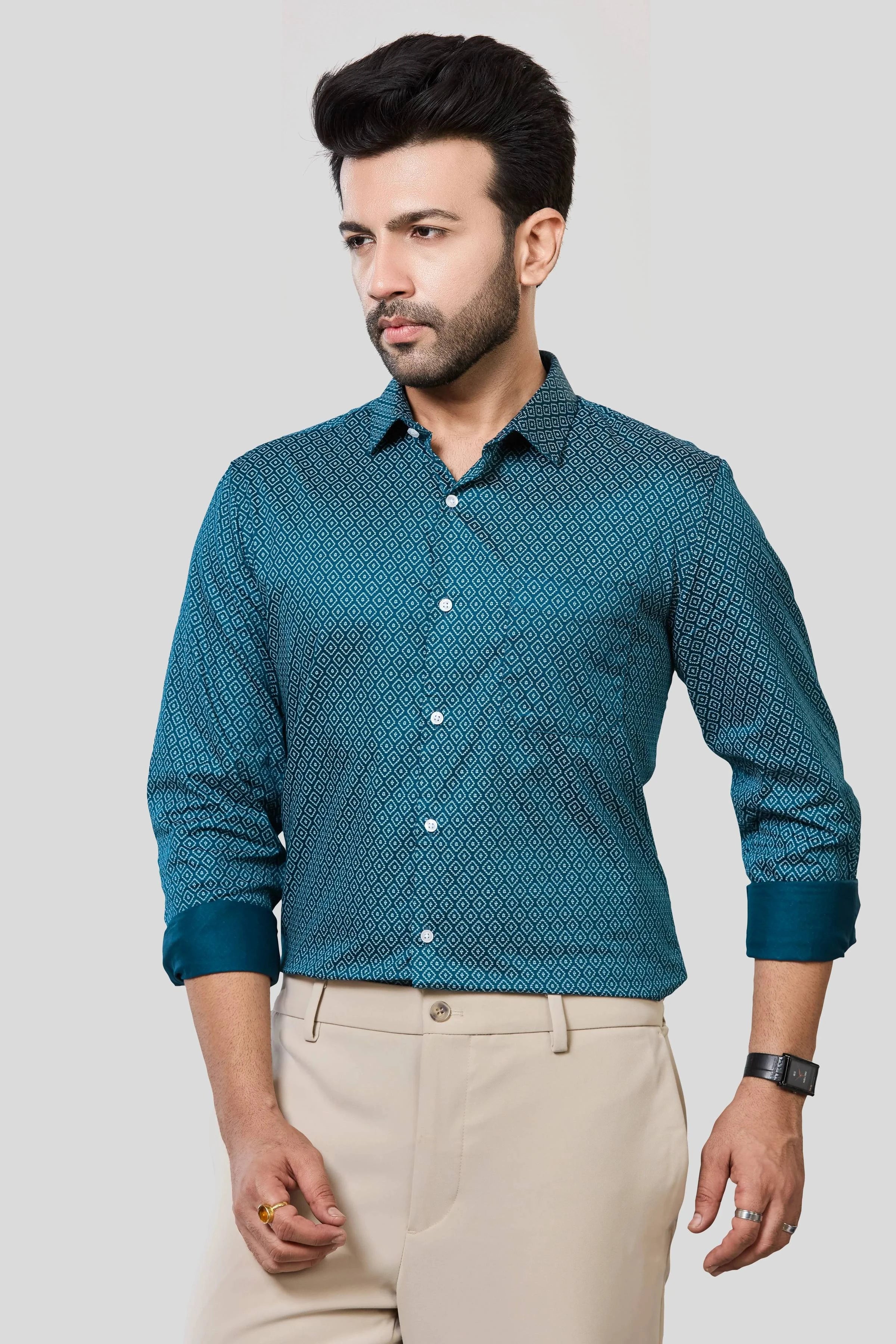 Jonesburg Men's Printed Slim Fit Formal Shirt