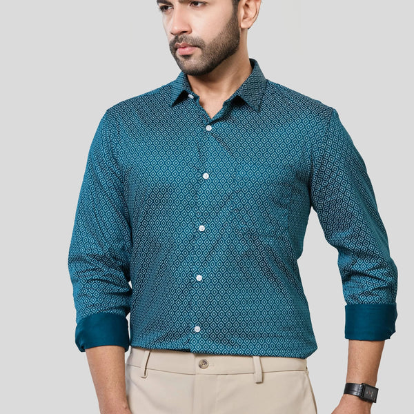 Jonesburg Men's Printed Slim Fit Formal Shirt