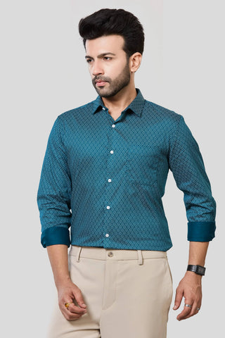 Jonesburg Men's Printed Slim Fit Formal Shirt