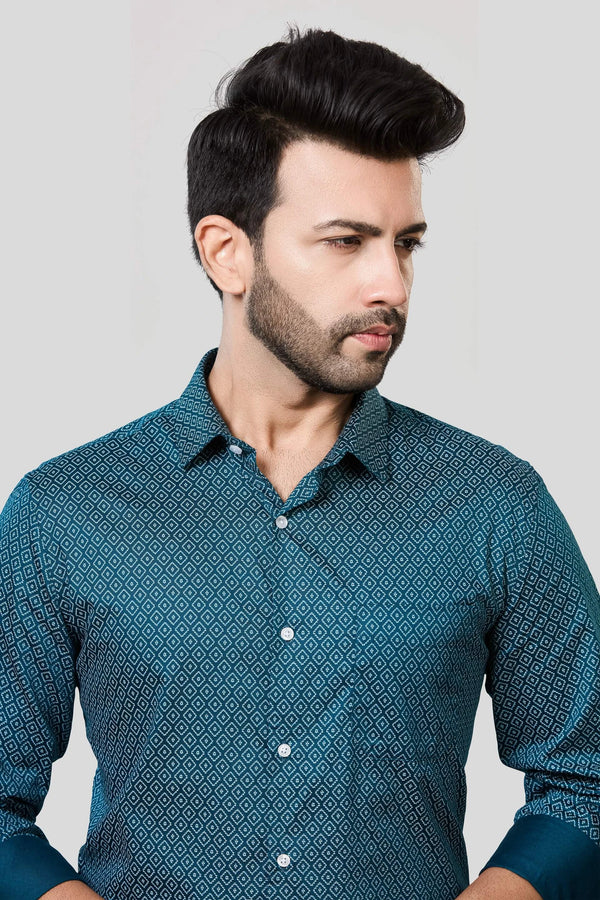 Jonesburg Men's Printed Slim Fit Formal Shirt