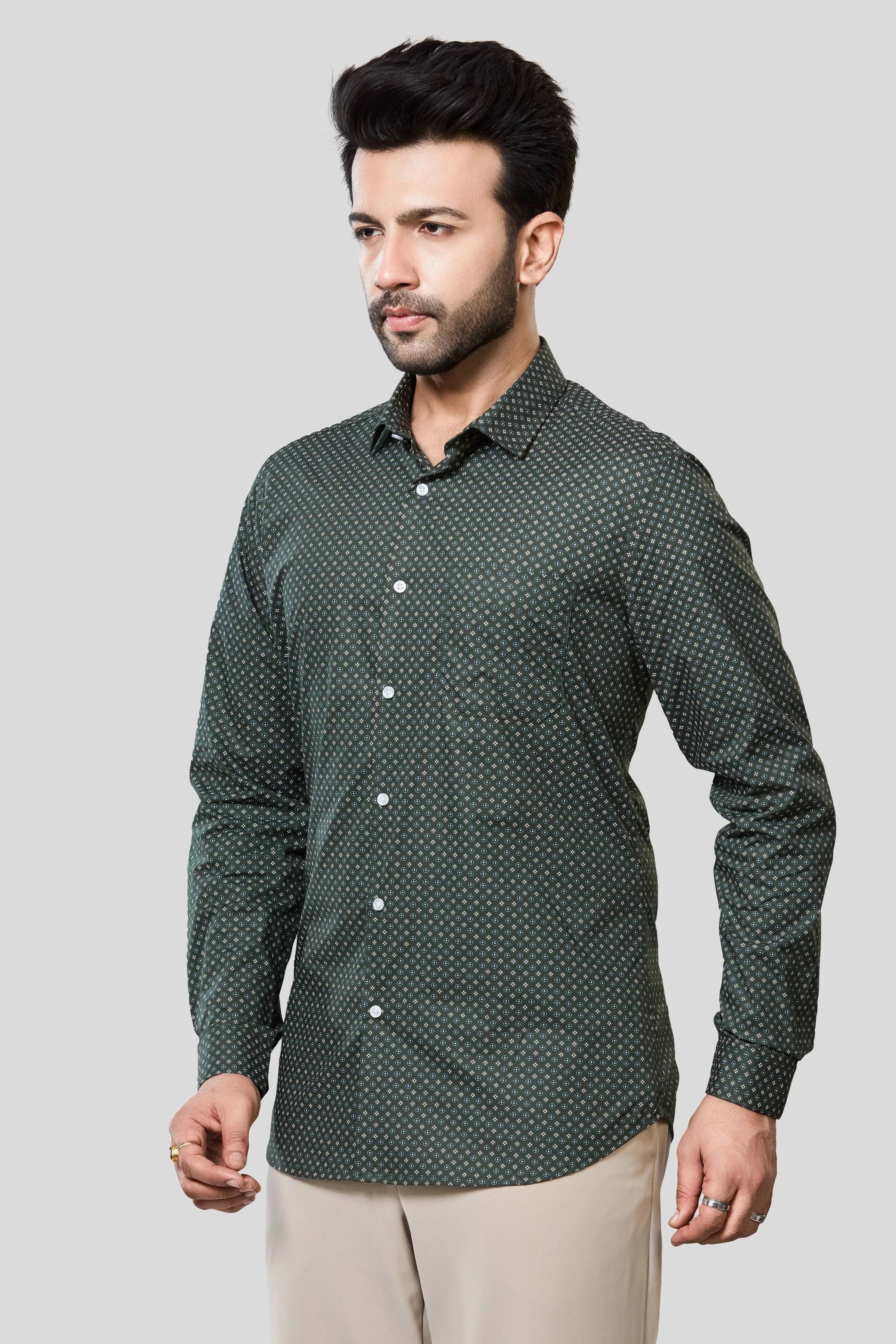 Jonesburg Men's Printed Slim Fit Formal Shirt