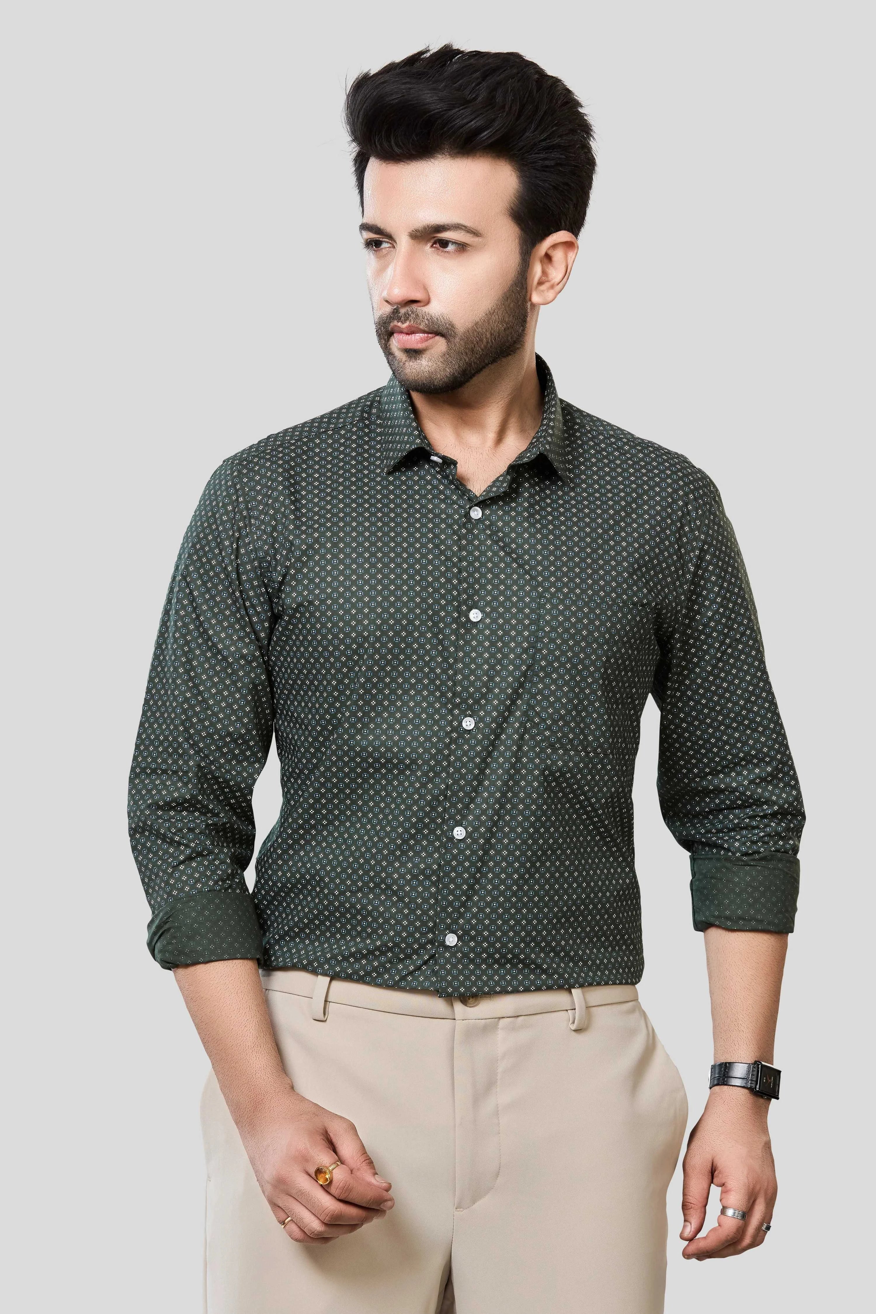 Jonesburg Men's Printed Slim Fit Formal Shirt