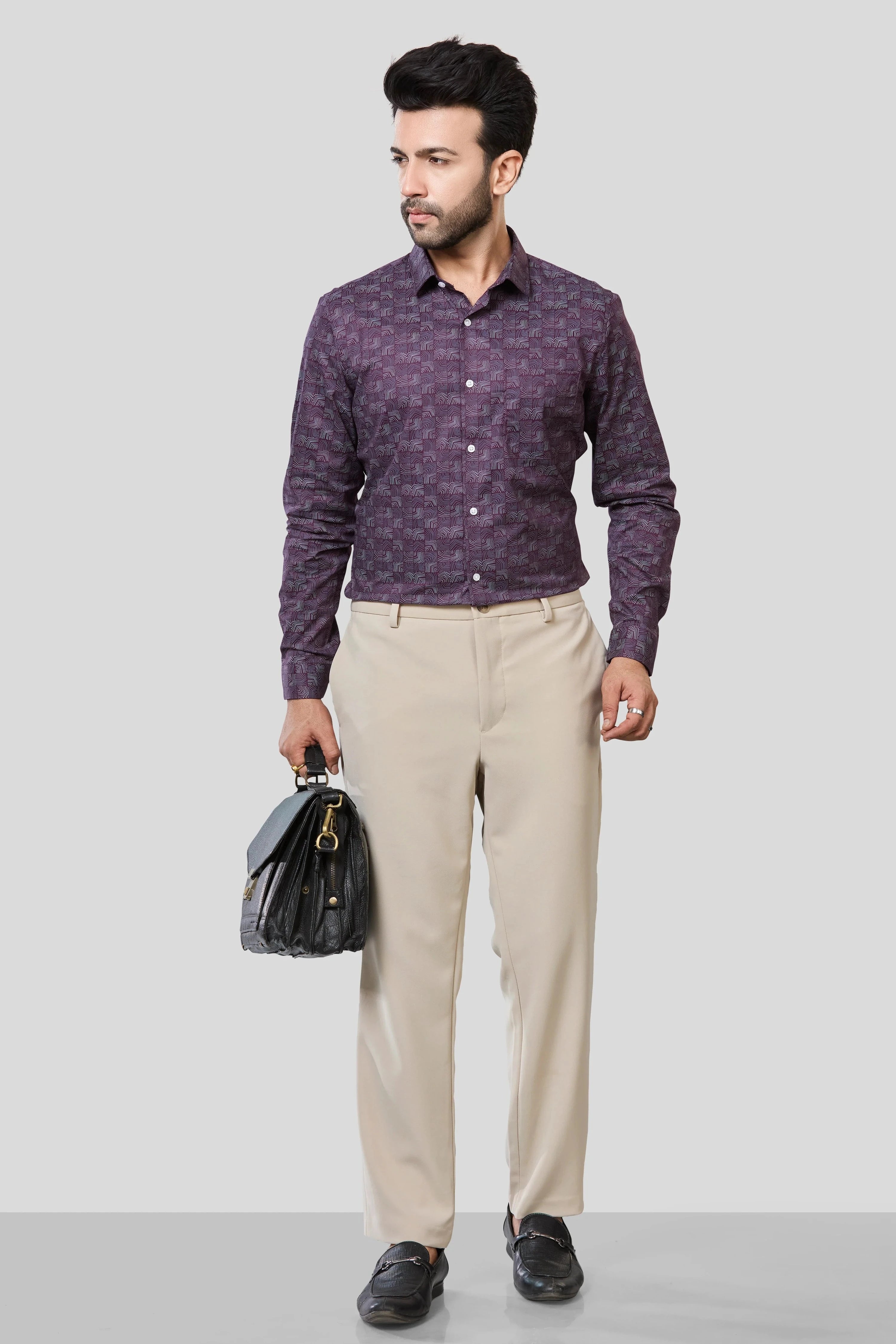 Jonesburg Men's Printed Slim Fit Formal Shirt